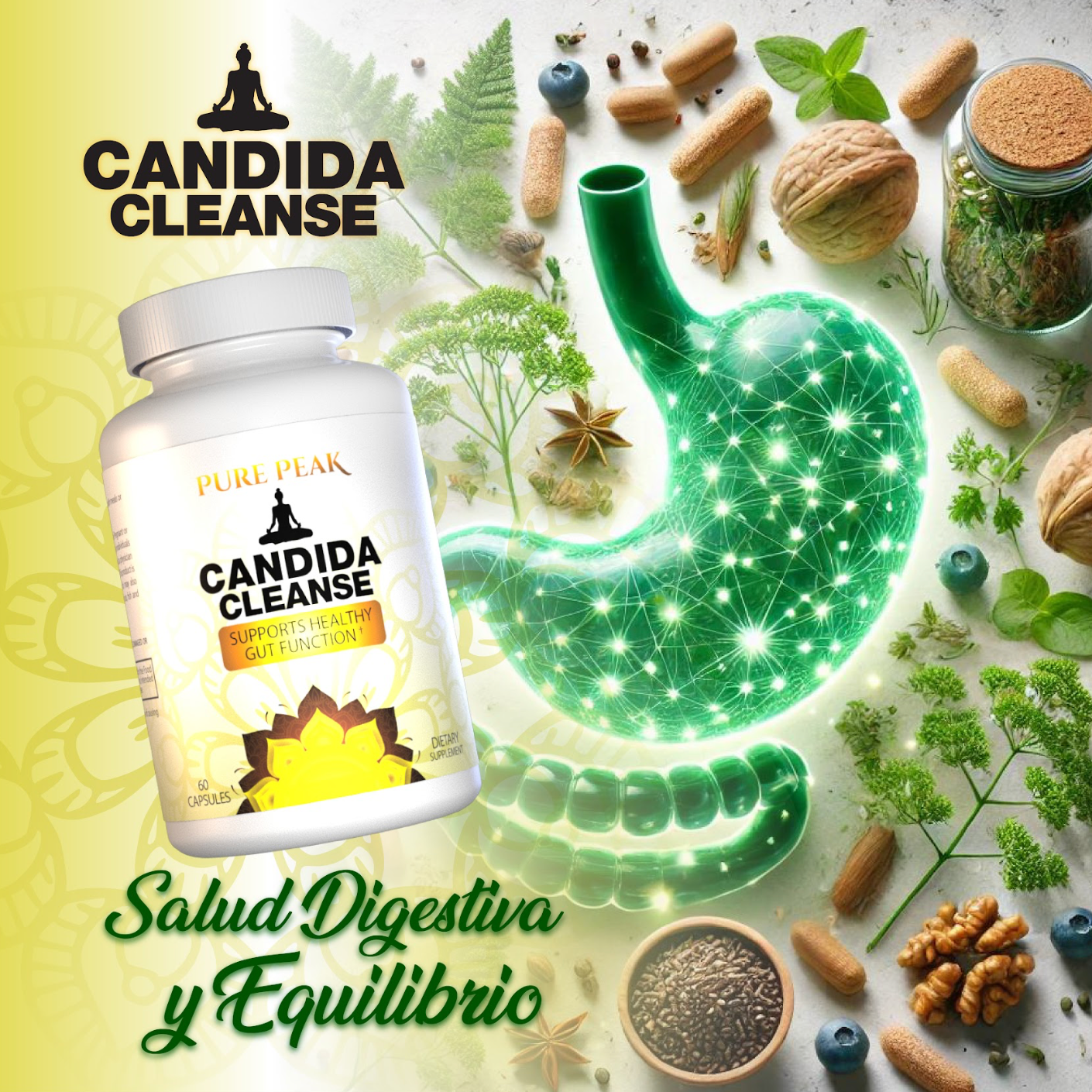 Candida Cleanse - Elimina candida, reduce antojos, hinchazón y fatiga