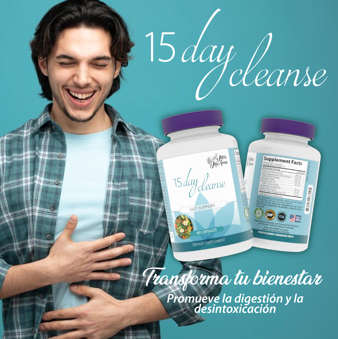 15 Day Cleanse - Limpieza Estomacal Completa en 15 días